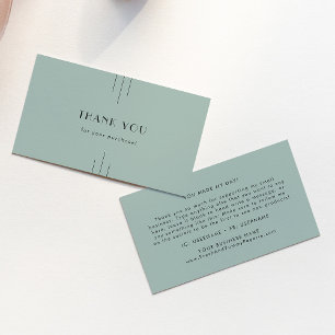 EVERLY Classic Art Deco Sage Green Thank You Business Card