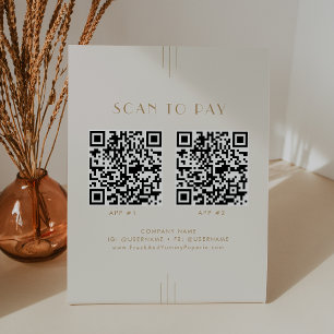 EVERLY Cream and Gold Business 2 Apps Scan To Pay Pedestal Sign