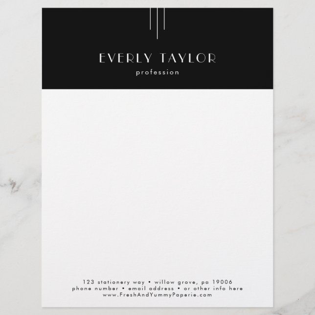 EVERLY Dark Black Business Professional Company Letterhead (Front)