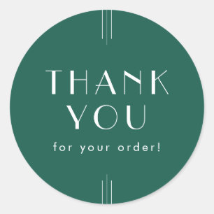 EVERLY Emerald Green Thank You For Your Order Classic Round Sticker