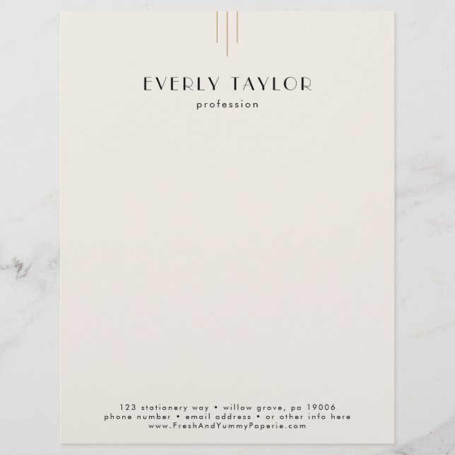 EVERLY Ivory Black Business Professional Company Letterhead (Front)