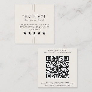 EVERLY Ivory Gold Black QR Code Leave A Review Square Business Card