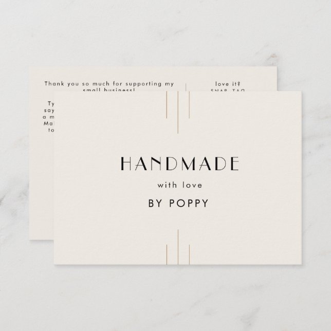 EVERLY Ivory Handmade with Love Thank You Order Enclosure Card (Front/Back)