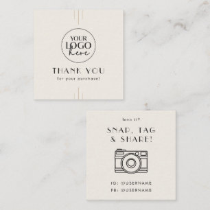 EVERLY Ivory Logo Social Media Share Thank You Square Business Card
