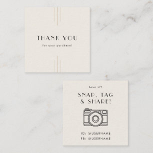 EVERLY Ivory Social Media Snap Share Thank You Square Business Card