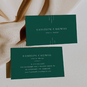 EVERLY Jewel Tone Art Deco Emerald Green Business Card