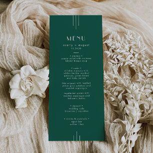 EVERLY Jewel Tone Art Deco Emerald Green Wedding Menu