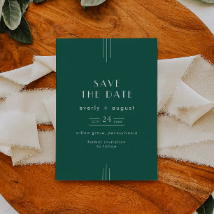 EVERLY Jewel Tone Art Deco Emerald Green Wedding Save The Date