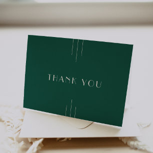 EVERLY Jewel Tone Art Deco Emerald Green Wedding Thank You Card