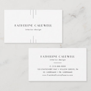 EVERLY Minimalist Art Deco White and Black Business Card