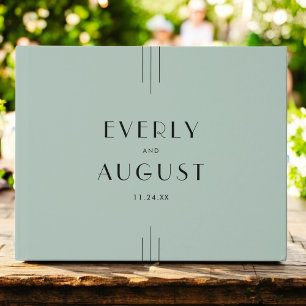 EVERLY Modern Classic Art Deco Sage Green Wedding Guest Book