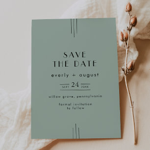EVERLY Modern Classic Art Deco Sage Green Wedding Save The Date