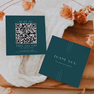 EVERLY Peacock Teal Business QR Code Thank You Discount Card