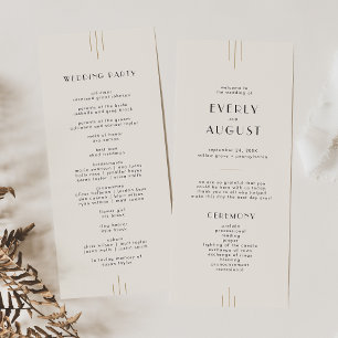 EVERLY Retro Art Deco Ivory Gold Black Wedding Program