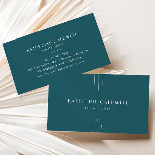 EVERLY Simple Retro Art Deco Peacock Teal Business Card