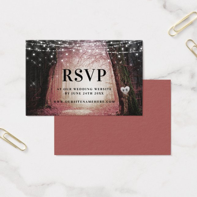 Evermore | Cartes d'insertion RSVP Rose Forêt Ench (Bureau)