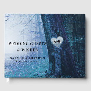 Evermore Enchanted Fairy Forest Blue Wedding Guest Book