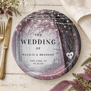 Evermore   Enchanted Fairy Forest   Mauve Wedding Paper Plate