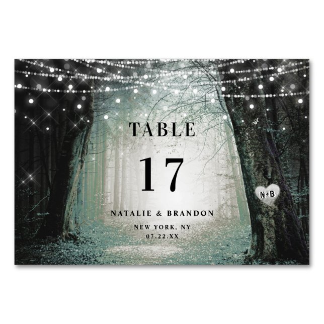 Evermore | Enchanted Fairy Forest | Moss Wedding Table Number (Front)