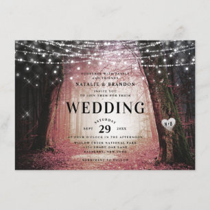 Evermore   Enchanted Fairy Forest   Pink Wedding Invitation