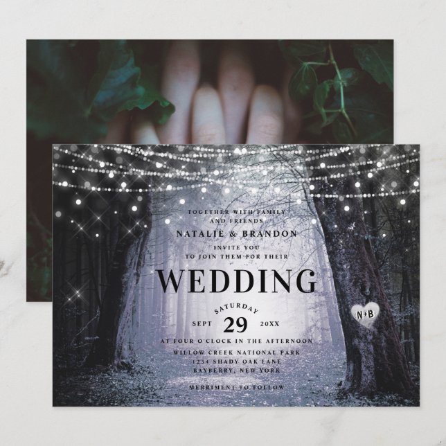 Evermore | Enchanted Fairy Forest | Purple Wedding Invitation (Front/Back)