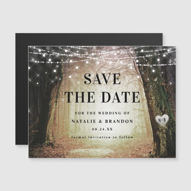 Evermore | Enchanted Forest Amber Save the Date Magnetic Invitation (Front/Back)