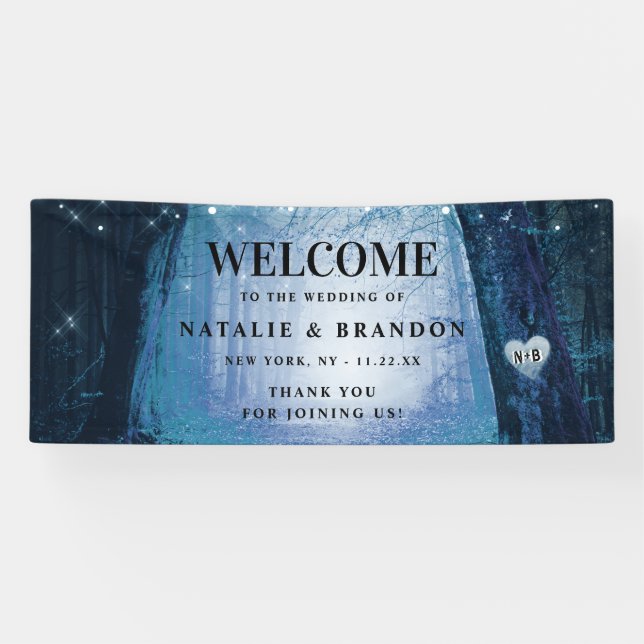 Evermore | Enchanted Forest Blue Wedding Welcome Banner (Horizontal)