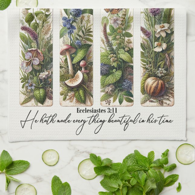 Everthing beautiful in His time botanical Kitchen Towel (Folded)