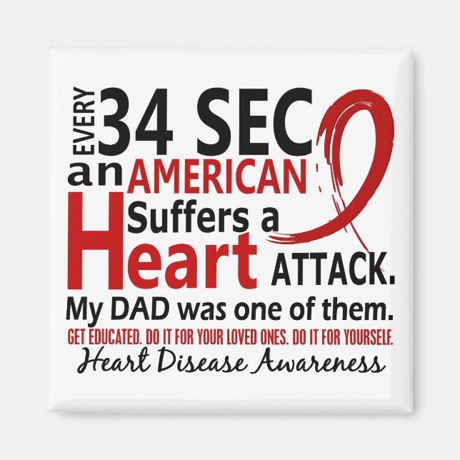 Every 34 Seconds Dad Heart Disease / Attack Magnet (Front)
