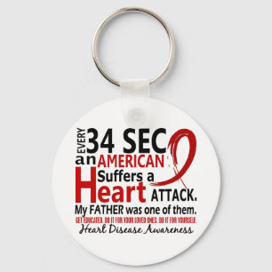 Every 34 Seconds Father Heart Disease / Attack Keychain