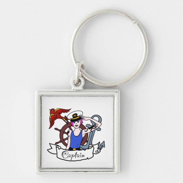 Every body LGBTQ punk sailor pin up postcard Keychain (Front)