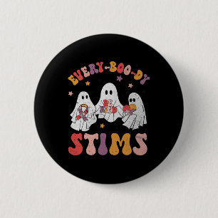 Every-boo-dy Stims Funny Autism Ghost Halloween Sp 2 Inch Round Button