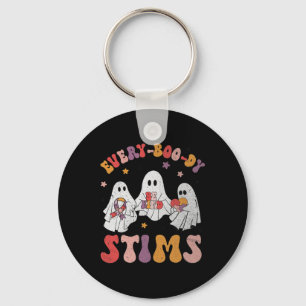Every-boo-dy Stims Funny Autism Ghost Halloween Sp Keychain