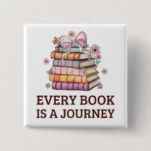 Every Book Is A Journey   English Teacher Gift 2 Inch Square Button