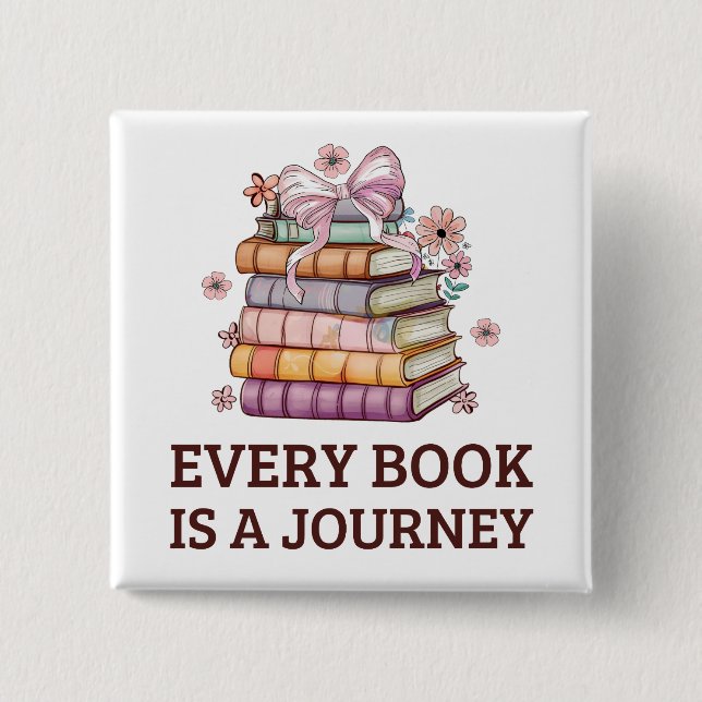 Every Book Is A Journey | English Teacher Gift 2 Inch Square Button (Front)
