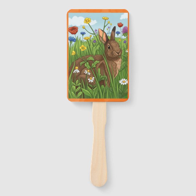 Every Bunny Loves Flowers Hand Fan (Front)