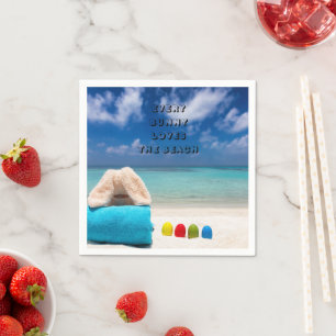 Every Bunny Loves The Beach Tropical Easter  Napkin