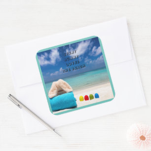 Every Bunny Loves The Beach Tropical Easter  Square Sticker