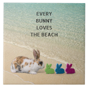 Every Bunny Loves The Beach Tropical Easter Tile