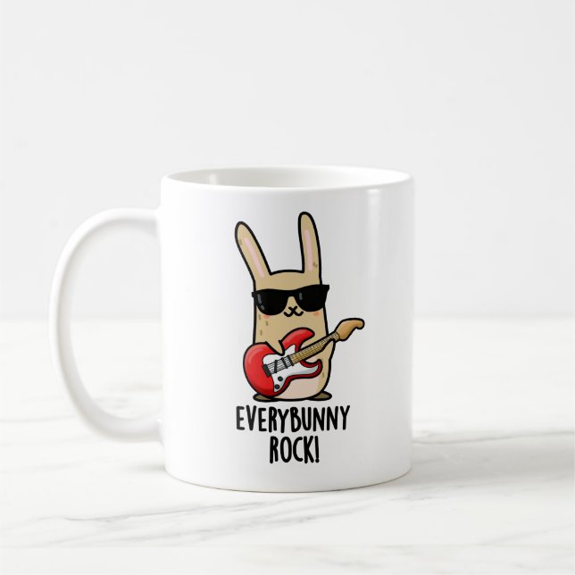 Every Bunny Rock Funny Animal Rabbit Pun  Coffee Mug (Left)