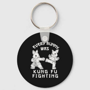Every bunny was kung fu fighting funny easter keychain
