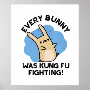 Every Bunny Was Kung Fu Fighting Funny Rabbit Pun  Poster