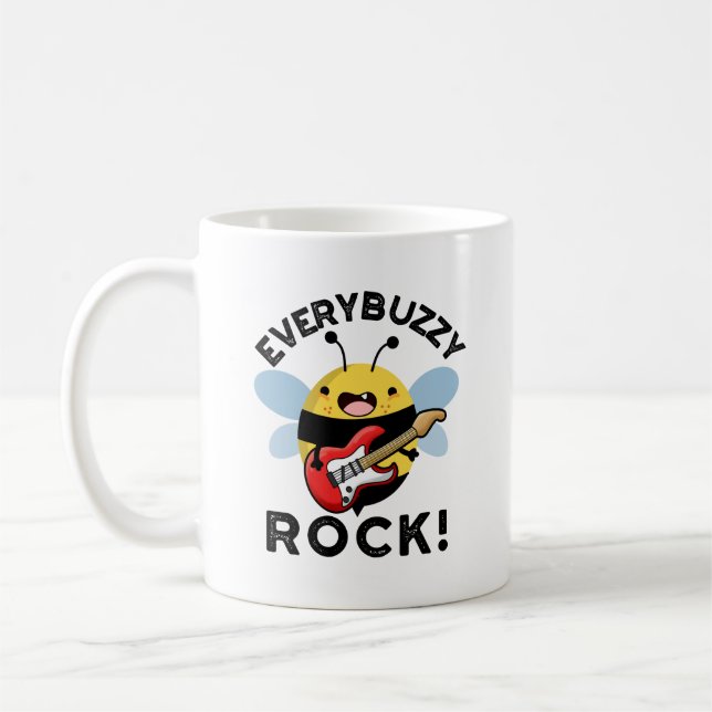 Every Buzzy Rock Funny Music Bee Pun  Coffee Mug (Left)