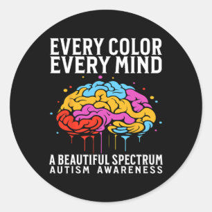 Every Colour Every Mind Autism Awareness Kids Supp Classic Round Sticker