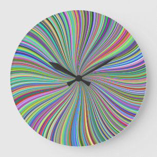 Every Colour Sunburst Spiral Optical Illusion Art Large Clock