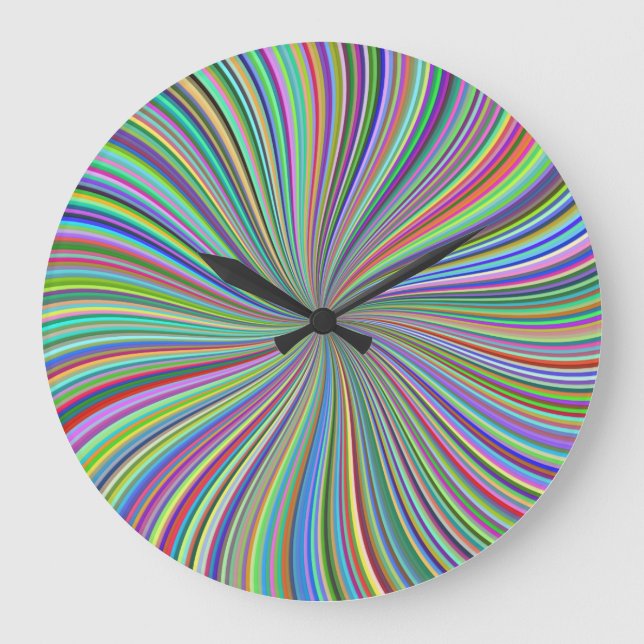 Every Colour Sunburst Spiral Optical Illusion Art Large Clock (Front)