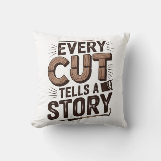 Every Cut Tells a Story – Rustic Woodworking  Throw Pillow