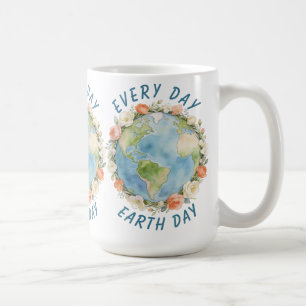 Every Day Earth Day Wreath Floral Watercolor Art Coffee Mug