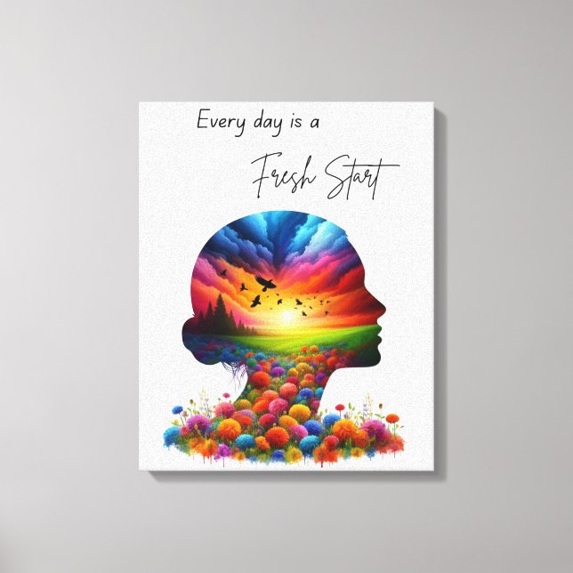 Every Day is a Fresh Start Colourful Mindscape Canvas Print (Front)