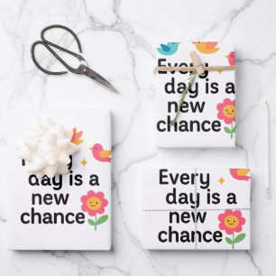Every Day Is a New Chance – Colorful Birds Wrapping Paper Sheet